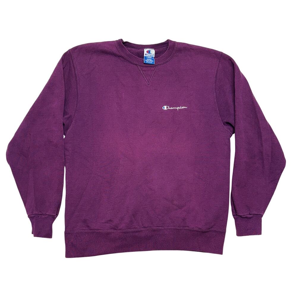 Vintage 90s Champion Sweatshirt Large Purple Crewneck Made In USA Athletic